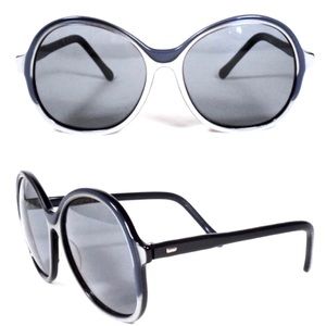 Vintage Oversized Round Mod French Sunglasses, Blue, Made in France